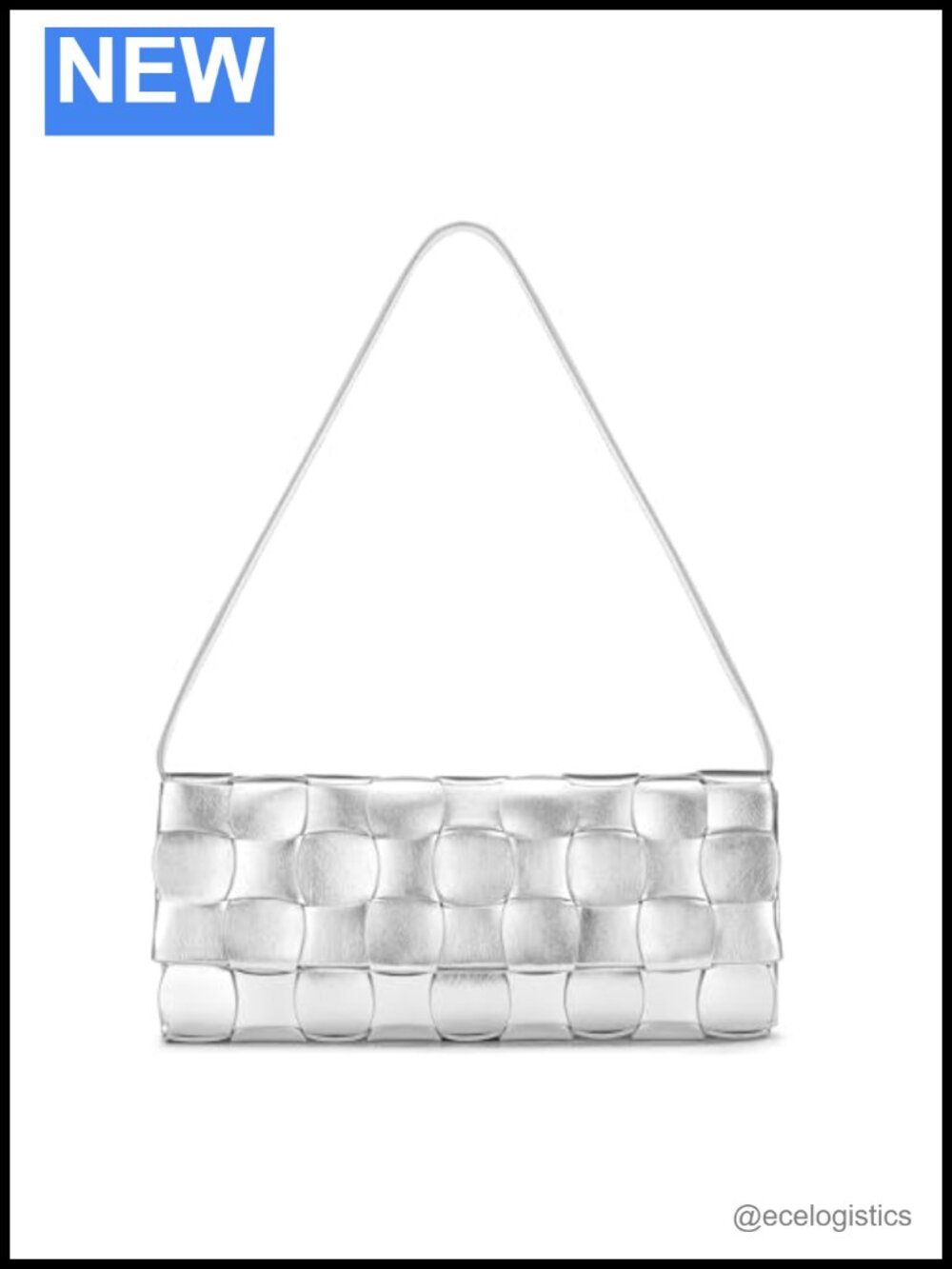 Luxury Silver Clutch Purse for Women - Woven Chain Shoulder Crossbody Bag